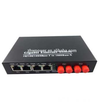 Versorgung Gagibit Ethernet Switch 10/100 / 1000M Fiber Media Konverter mit FC SC Fiber Adapter